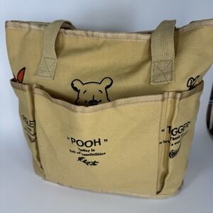 Winnie The Pooh Canvas Tote Bag Vintage-Inspired Shoulder Handbag Pockets Tigger